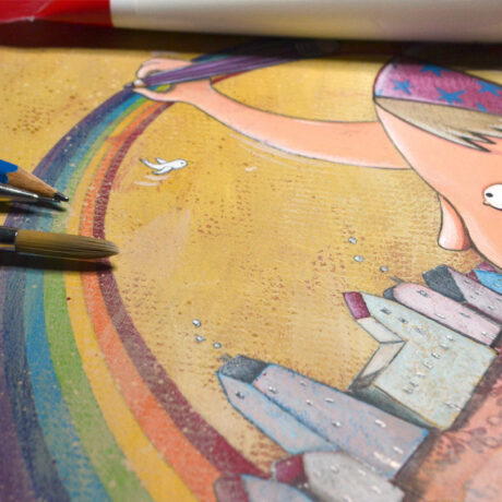 Atelier Hilde illustratie met acrylverf