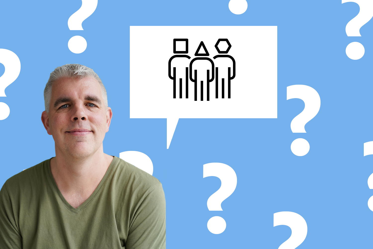 Portretfoto Rutger Kiezebrink met icoon 'inclusief schrijven'
