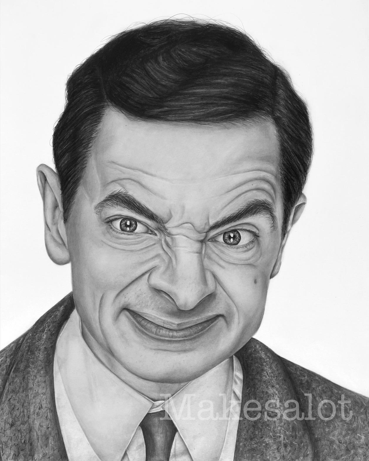 Realistisch portret tekening van Mister Bean