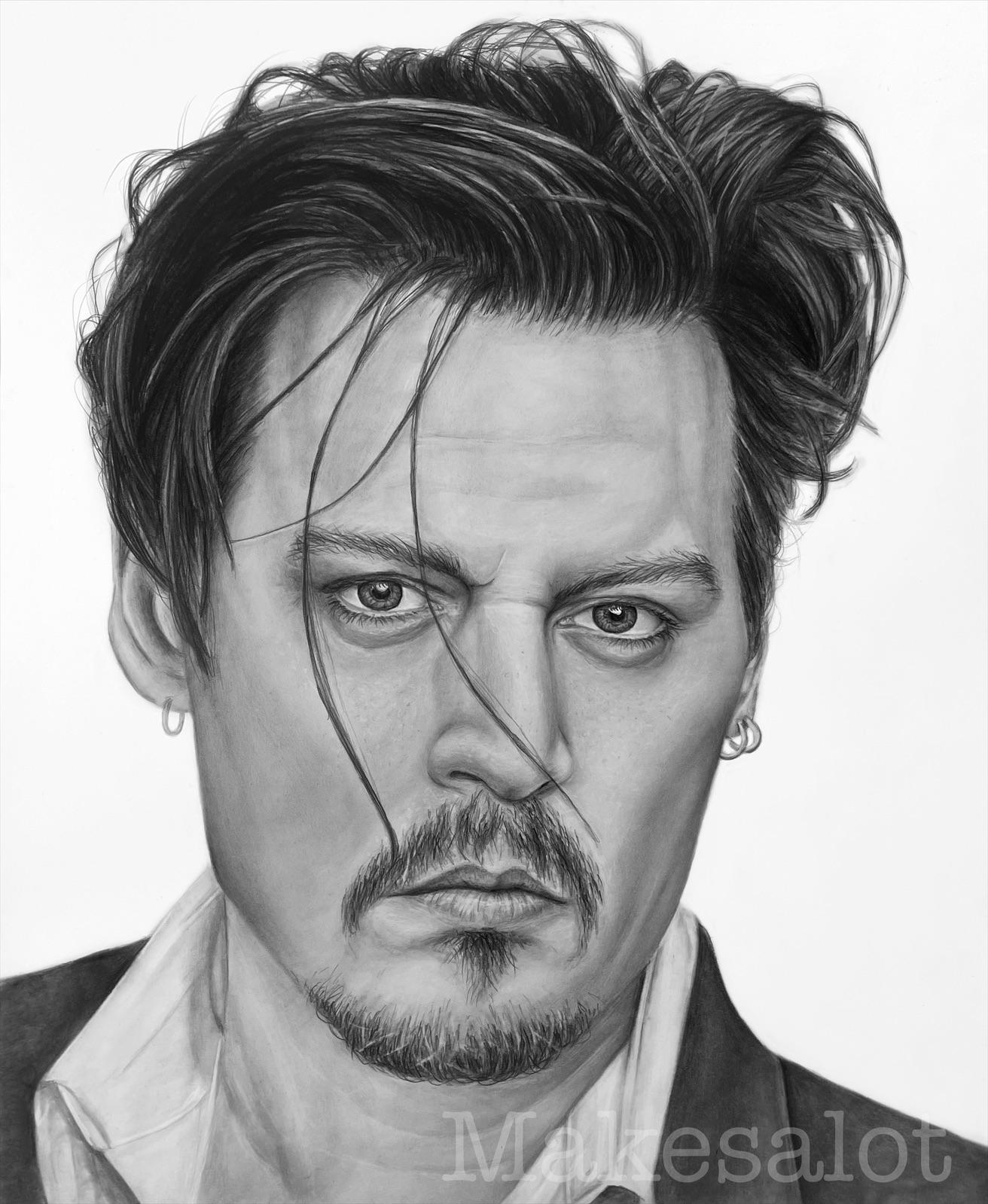 Johnny depp realistisch portret getekend