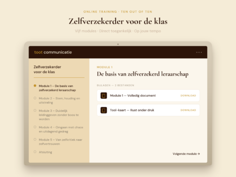 Inhoud training Zelfverzekerd voor de klas