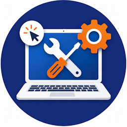 Pictogram met een computer en gereedschap.