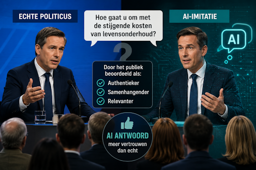 Een politicus en AI beantwoorden dezelfde vragen.