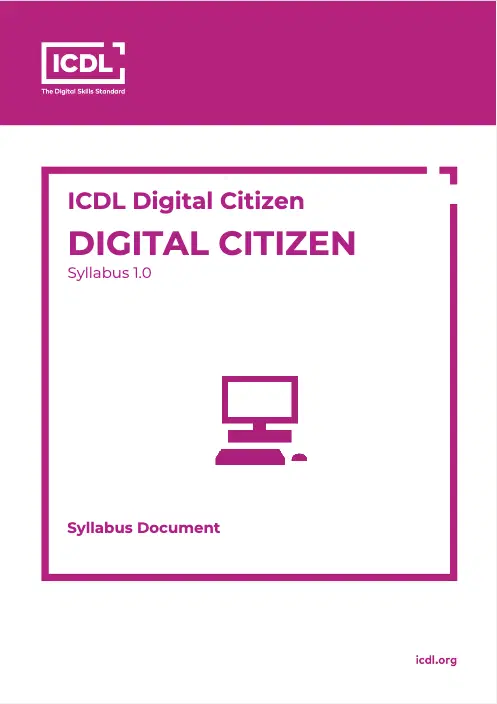 Syllabus ICDL Digital Citizen