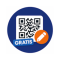 Pictogram met QR-code en het woord Gratis er bij.