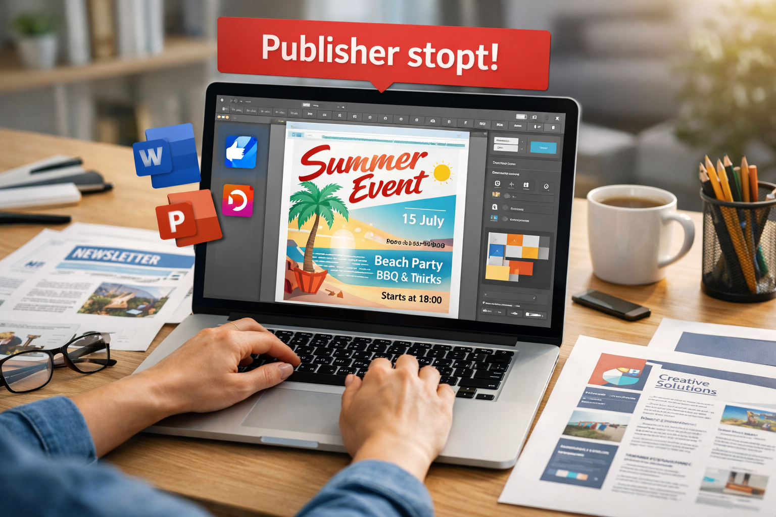 Werken met digitale documenten op laptop als alternatief voor Microsoft Publisher