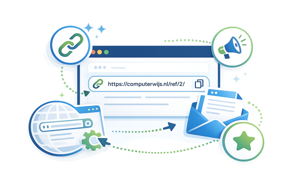 Pictogram voor het uitleggen hoe je een partner-URL maakt voor Computerwijs.