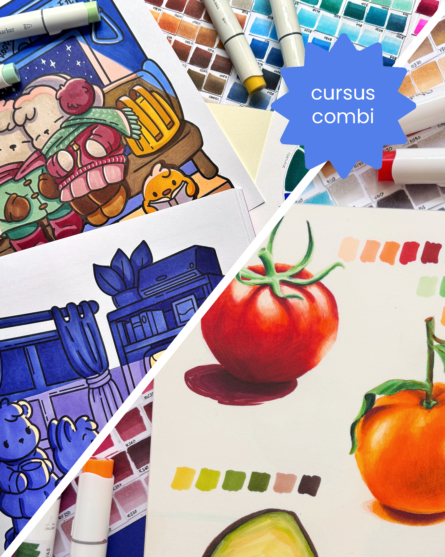 Combi-deal Tekenen met alcohol markers en Cosy Coloring